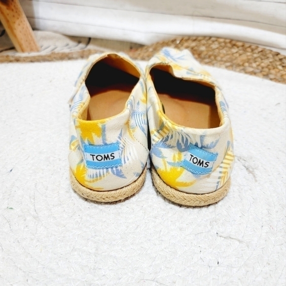 TOMS ALPARGATA CANVAS PRINTED ESPADRILLE Birch Trop Palm Rope, sz 9 - Picture 3 of 9